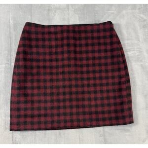 Madewell Womens Skirt Size 00 Buffalo Plaid Upstate Wool Blend Red Black Preppy